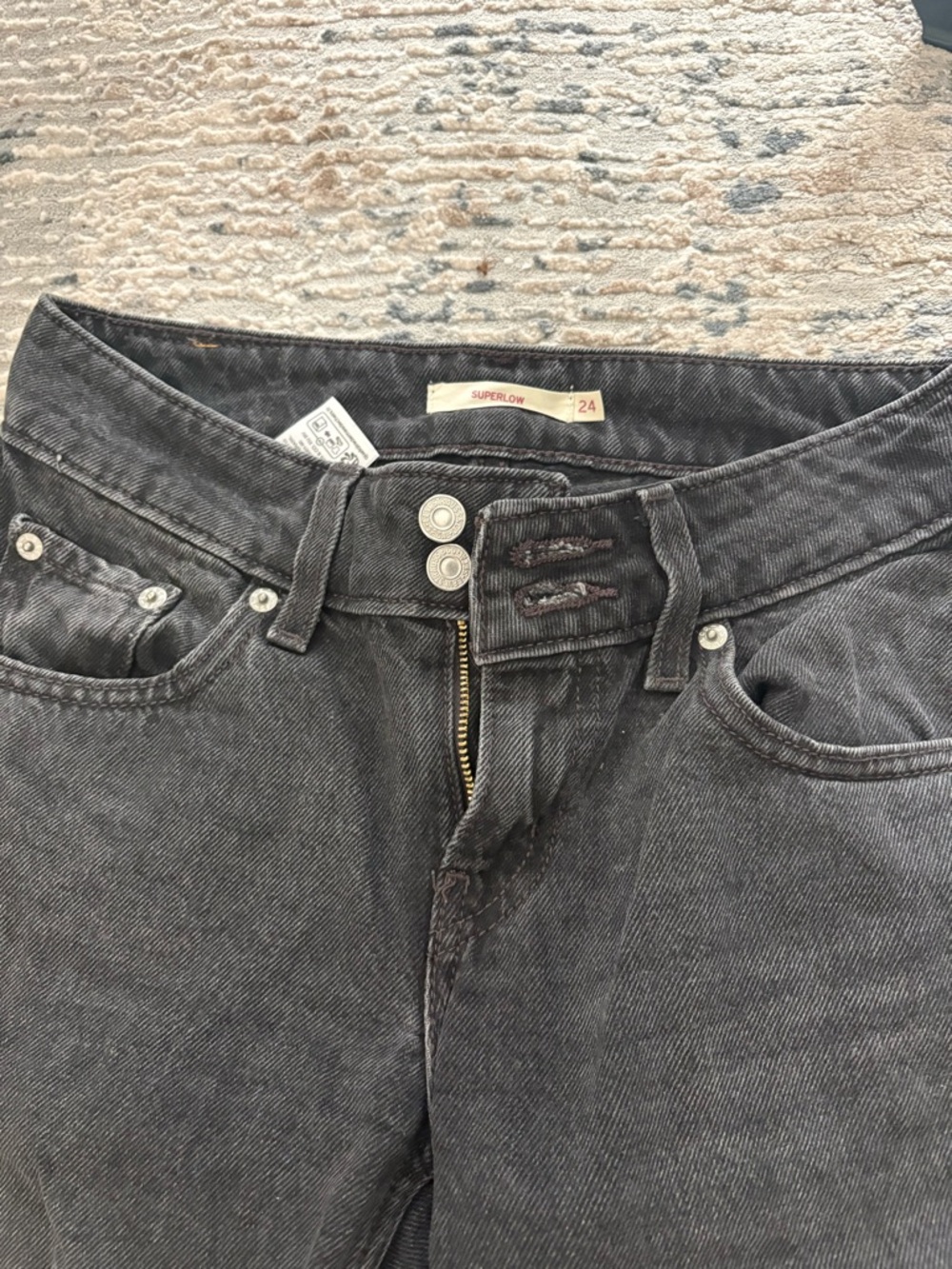 Superlow Black Womens Jeans - Faded Black Denim